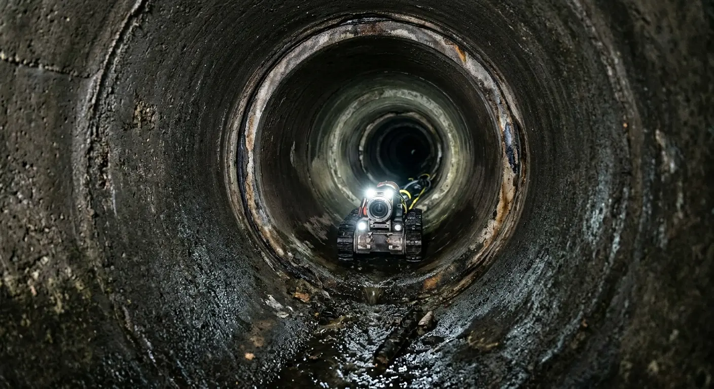 Robotic sewer camera inspecting pipe interior for Sewer Line Repair in Rothschild